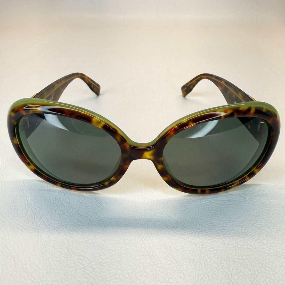 Lilly Pulitzer Lulu YT Polarized Sunglasses Brown Tortoise Green Oval Oversized